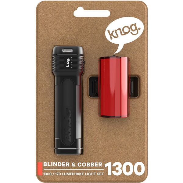Knog Blinder Pro 1300 + Cobber Mid Twin Pack Rear Light Set Black
