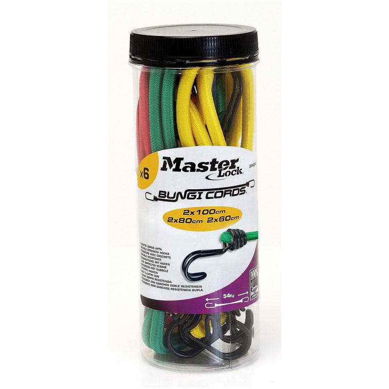 Master Lock Twin Wire Bungee - Pack Of 6 Red / Green / Yellow