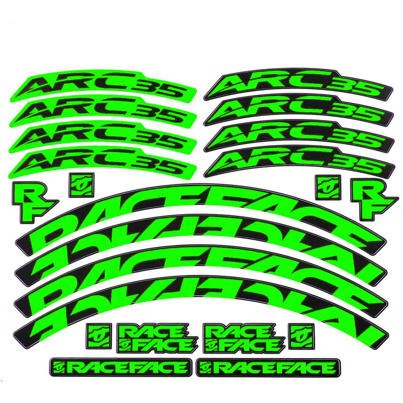Race Face Arc Effect Rim Decal Kit Neon Green