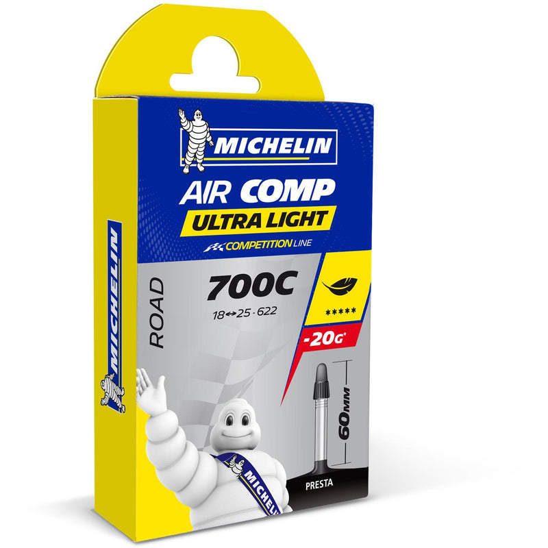 Michelin Aircomp Ultralight Presta 60 MM Road Inner Tubes Black