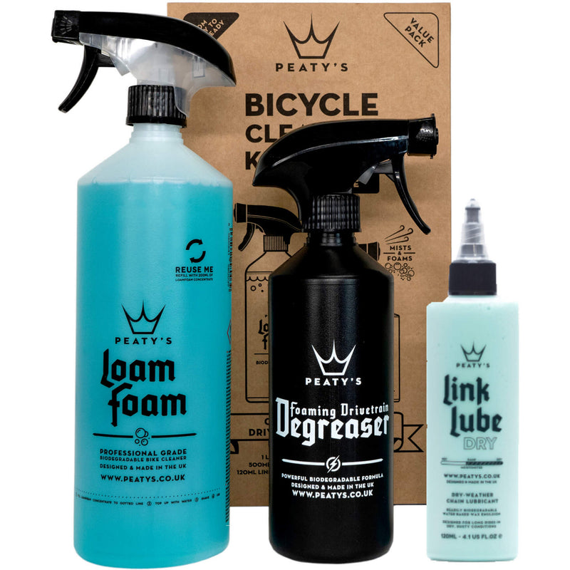 Peaty's Wash Degrease Lubricate Bicycle Cleaning Kit Dry - Box Of 4