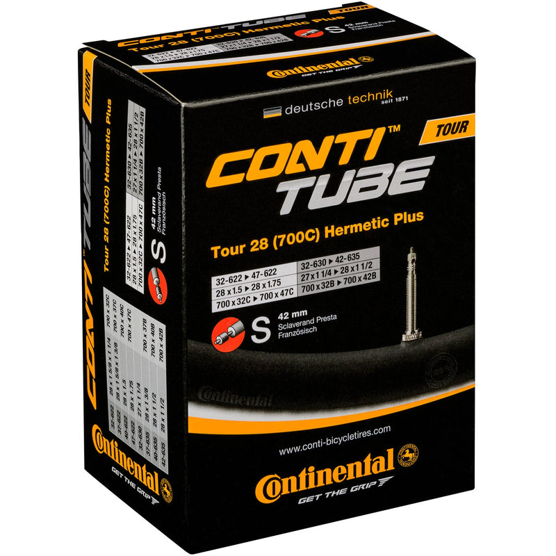 Continental Presta 42 MM Valve Hermetic Plus Tour Tube Black