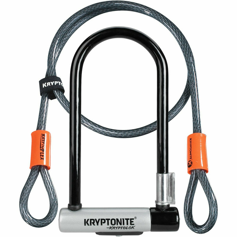 Kryptonite Kryptolok Standard U-Lock With 4 Foot Kryptoflex Cable Sold Secure Gold Black / Silver