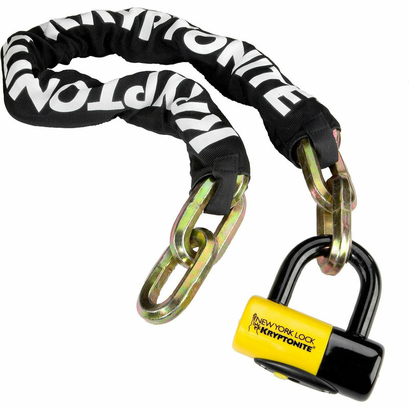 Kryptonite New York Fahgettaboudit Chain And NY Disc Lock 15 MM Gold Sold Secure Black / Yellow