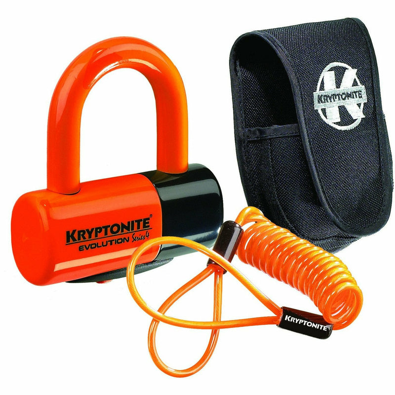 Kryptonite Evolution Disc Lock Premium Pack With Pouch And Reminder Cable Orange