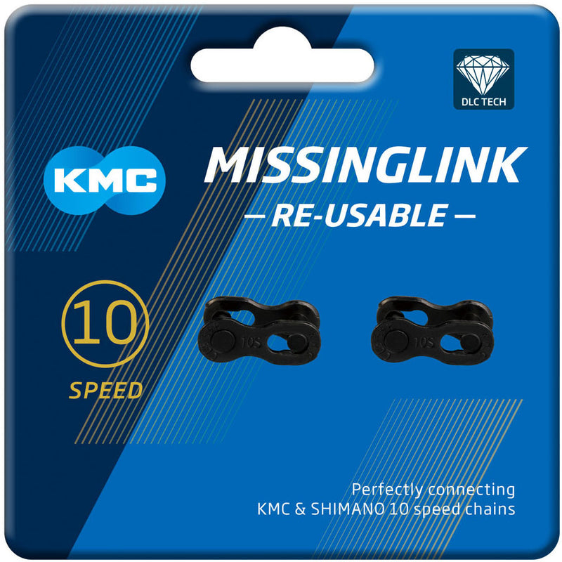 KMC Missing Link 10R DLC Re-Useable Joining Links - Pair Of 2 Black
