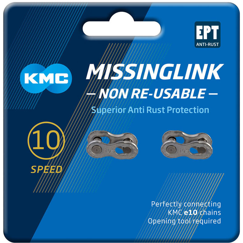 KMC Missing Link 10X EPT Non Reuseable Joining Links - Pair Of 2 Silver