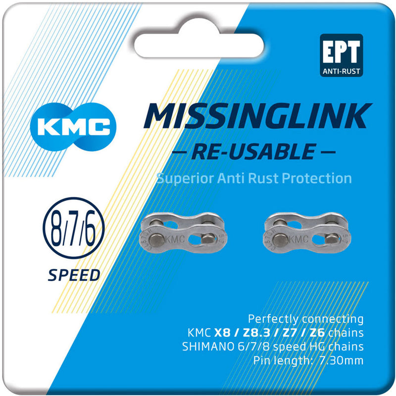 KMC Missing Link 7/8R EPT Joining Links - Pair Of 2 Silver