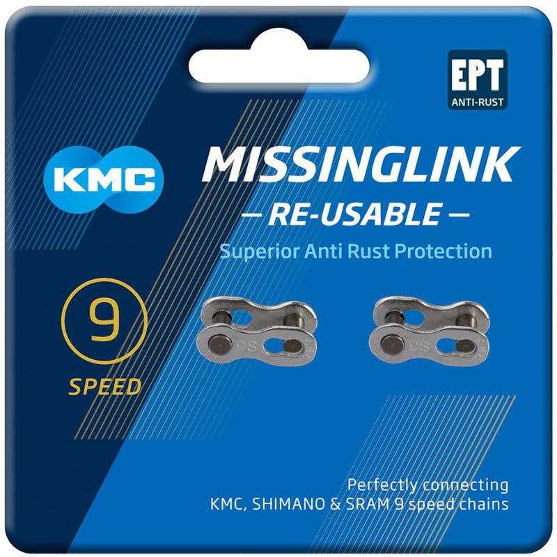 KMC Missing Link 9R EPT Re-Useable Joining Links - Pair Of 2 Silver