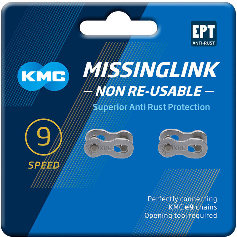 KMC Missing Link 9X EPT Re-Useable Joining Links - Pair Of 2 Silver