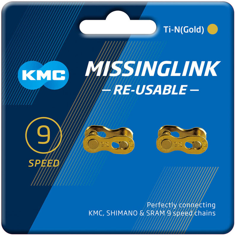 KMC Missing Link 9R Ti-N Re-Useable Joining Links - Pair Of 2 Gold