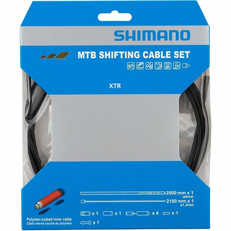 Shimano Spares MTB Gear Cable Set For Rear Only Polymer Coated Stainless Steel Inner Black