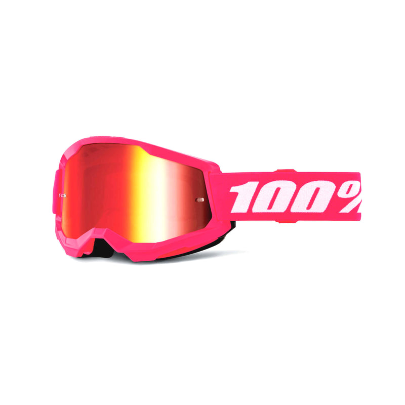 100% Strata 2 Youth Goggles Pink / Red Mirror Lens
