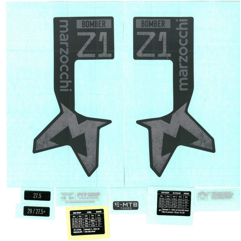 Marzocchi Fork Bomber Z1 Air & Coil / Bomber / E-Tuned Decal Kit Neutral Matt Black
