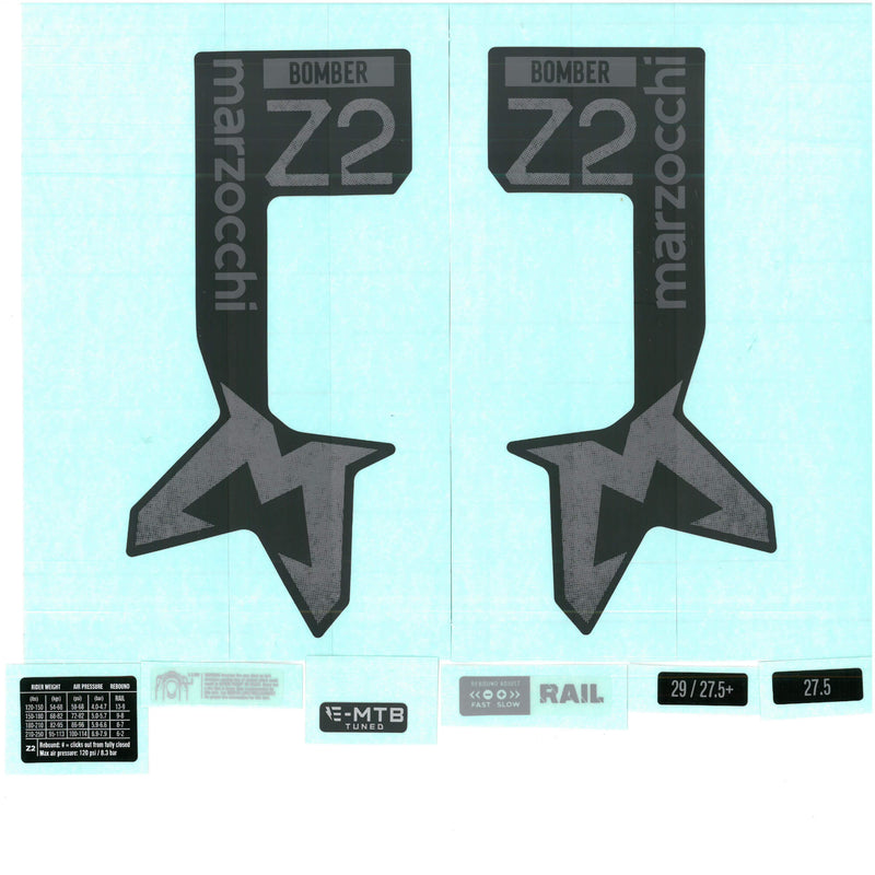 Marzocchi Fork Bomber Z2 E-Tuned Standard / Clear Decal Kit Logo Neutral Matt Black