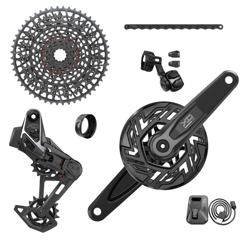 SRAM X0 T-Type Eagle E-MTB Brose Transmission AXS Groupset / RD With Battery / Charger / Cord / EC Pod ULT / FC X0 Brose ISIS 160 With Cap / CR T-Type 36T,Clip-On Guard / CN 126L / CS XS-1295 10-52T