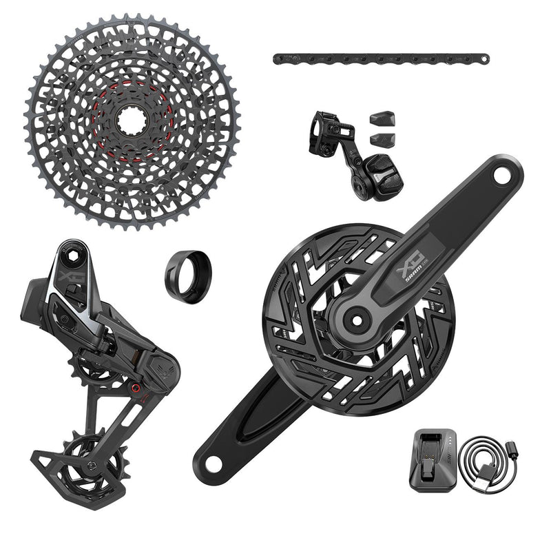 SRAM X0 T-Type Eagle E-MTB Bosch Transmission AXS Groupset / RD With Battery / Charger / Cord / EC Pod ULT / FC X0 Bosch ISIS 160 With Cap / CR T-Type 36T,Clip-On Guard / CN 126L / CS XS-1295 10-52T) 36T