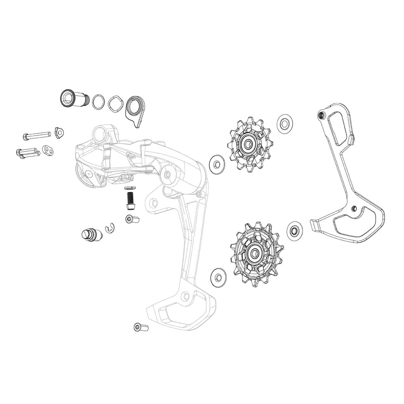 SRAM Rear Derailleur Cover / Skid Kit X0 T-Type Eagle AXS / Upper & Lower Outer Link With Bushings / Including Bolts