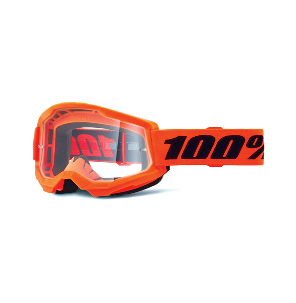 100% Strata 2 Goggles Neon Orange / Clear Lens