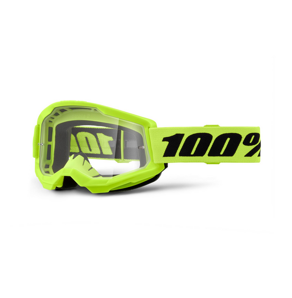 100% Strata 2 Goggles Neon Yellow / Clear Lens