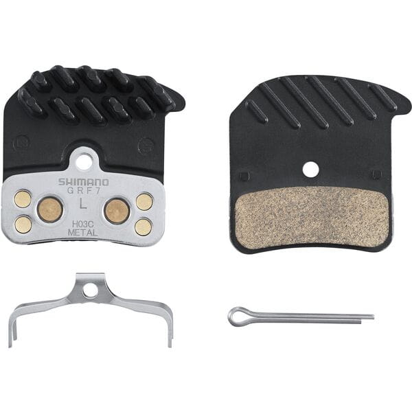 Shimano Spares H03C Disc Pads And Spring Alloy / Stainless Back With Cooling Fins Metal Sintered Black