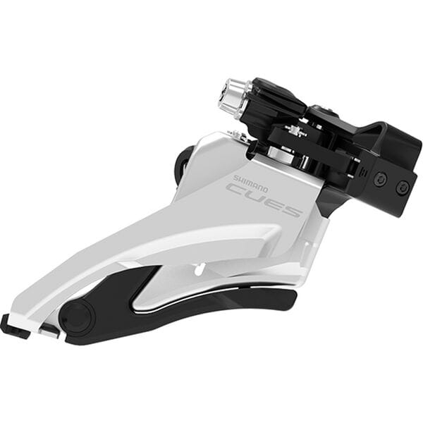 Shimano CUES FD-U4000-M CUES Double Front Derailleur 9 / 10-Speed Mid Clamp Side Swing Silver / Black