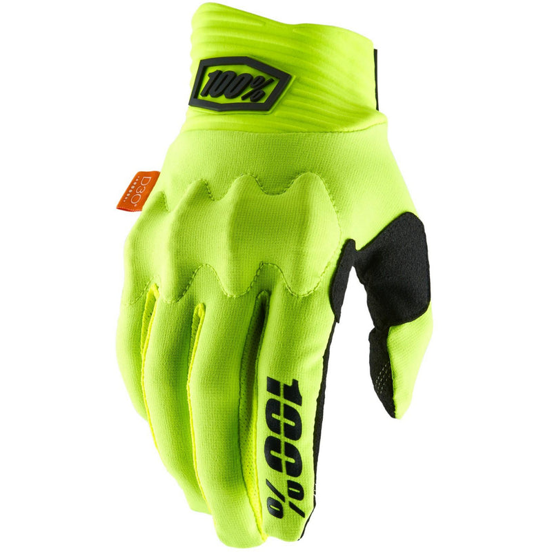 100% Cognito D30 Gloves Fluo Yellow / Black