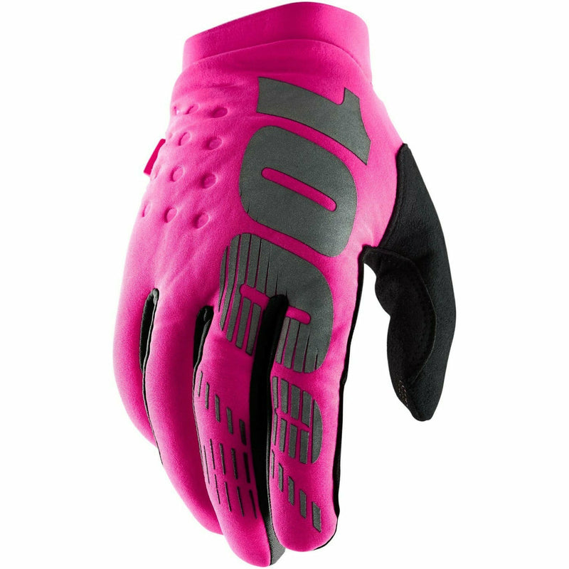 100% Brisker Ladies Cold Weather Gloves Black / Neon Pink