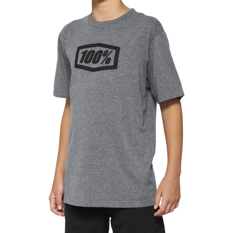 100% Icon Youth Short Sleeves T-Shirt Heather Grey