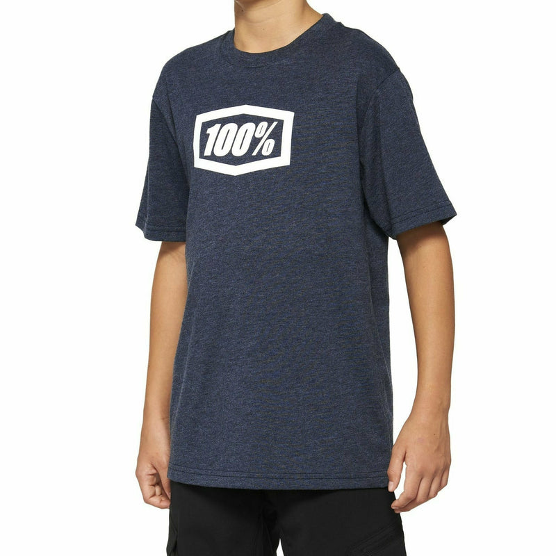 100% ICON Short Sleeves Youth T-Shirt Navy Heather