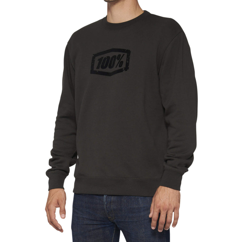 100% Avalanche Pullover Crewneck Fleece Sweatshirt Light Black