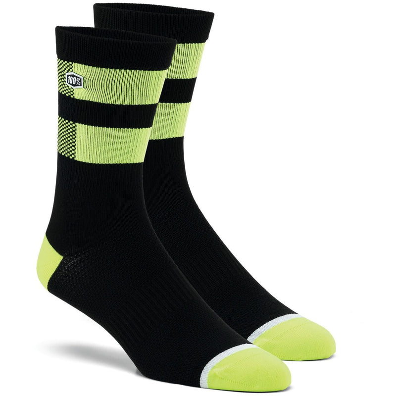100% FLOW Performance Socks Black / Fluo Yellow