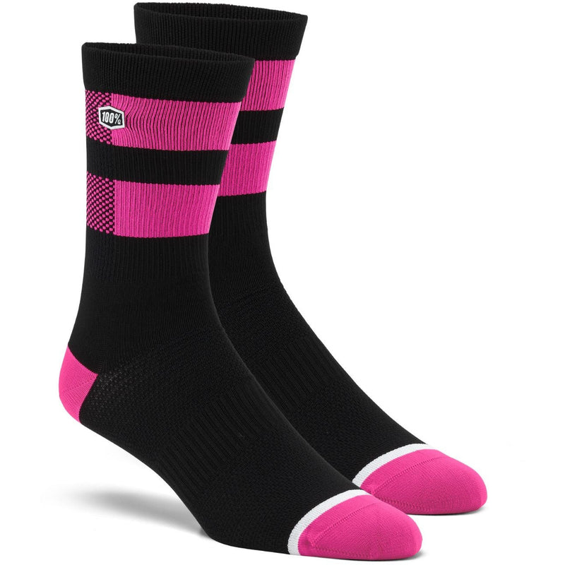 100% Flow Performance Socks Black / Fluo Pink