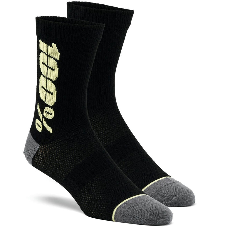 100% Rhythm Merino Wool Performance Socks Black / Yellow