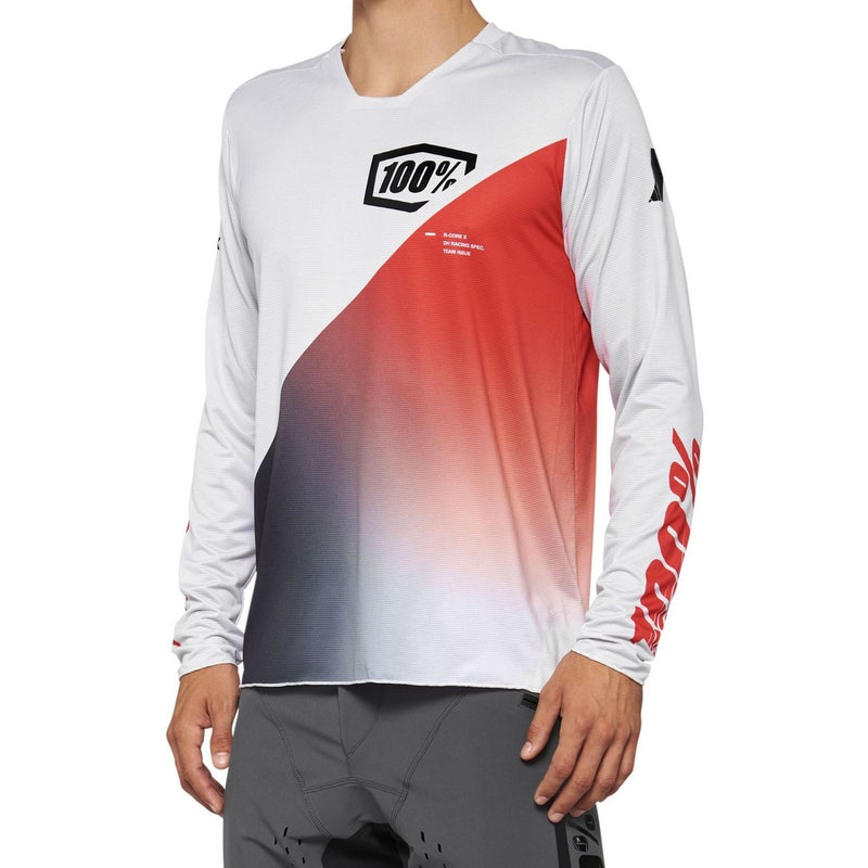 100% R-Core X Long Sleeves Jersey Grey / Racer Red