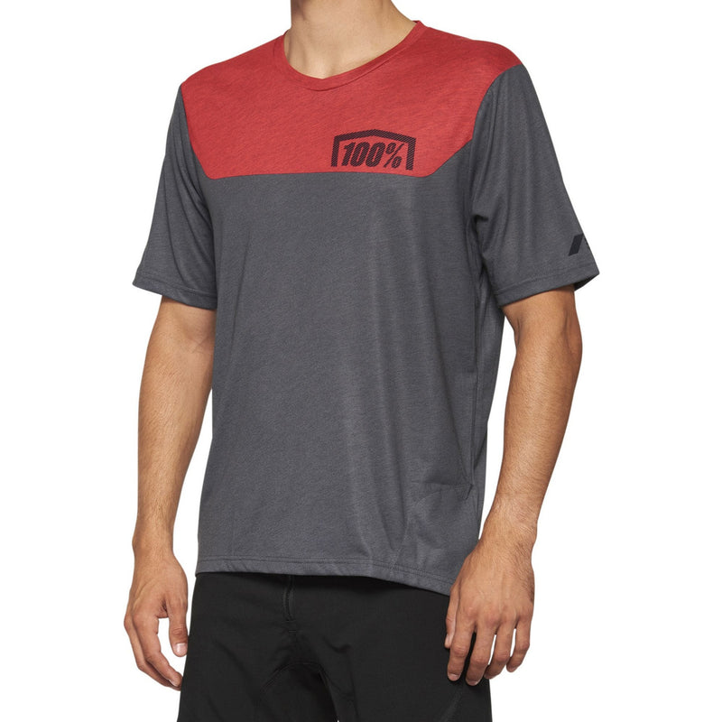 100% Airmatic Short Sleeves Jersey Charcoal / Racer Red