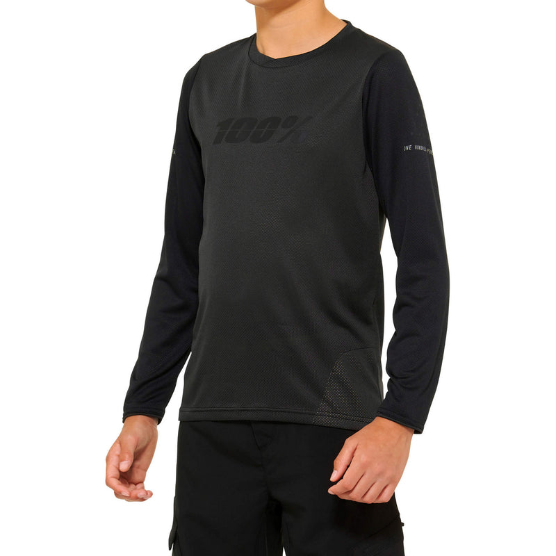 100% Ridecamp Youth Long Sleeves Jersey Black / Charcoal