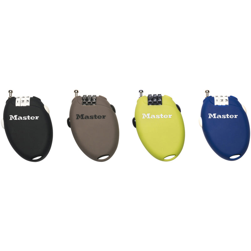 Master Lock Retractable Cable Lock Black / Green / Blue / Taupe