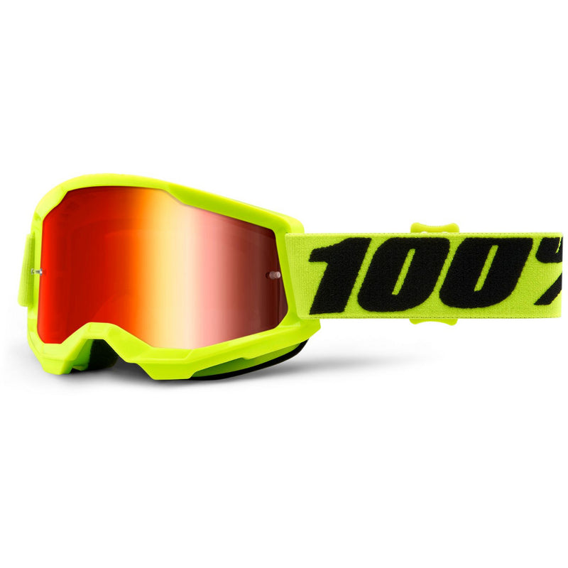 100% Strata 2 Youth Goggles Yellow / Red Mirror Lens