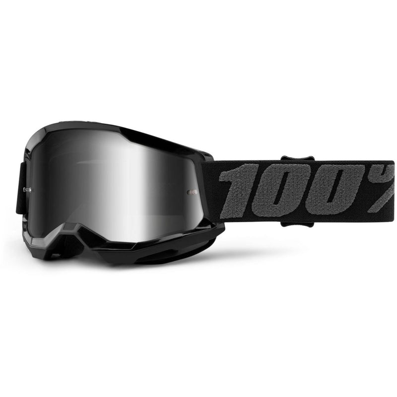 100% Strata 2 Youth Goggles Black / Silver Mirror Lens
