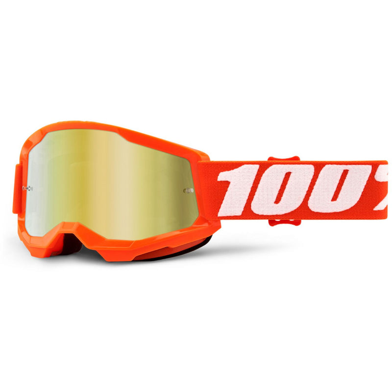 100% Strata 2 Youth Goggles Orange / Gold Mirror Lens