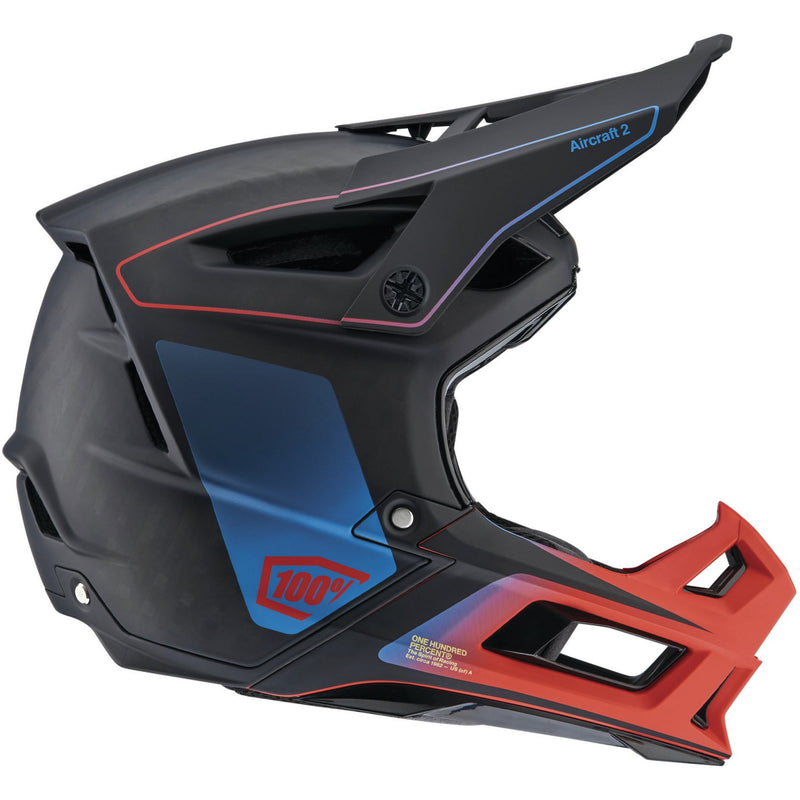 100% Aircraft 2 Helmet Carbon Steel Blue / Neon Red