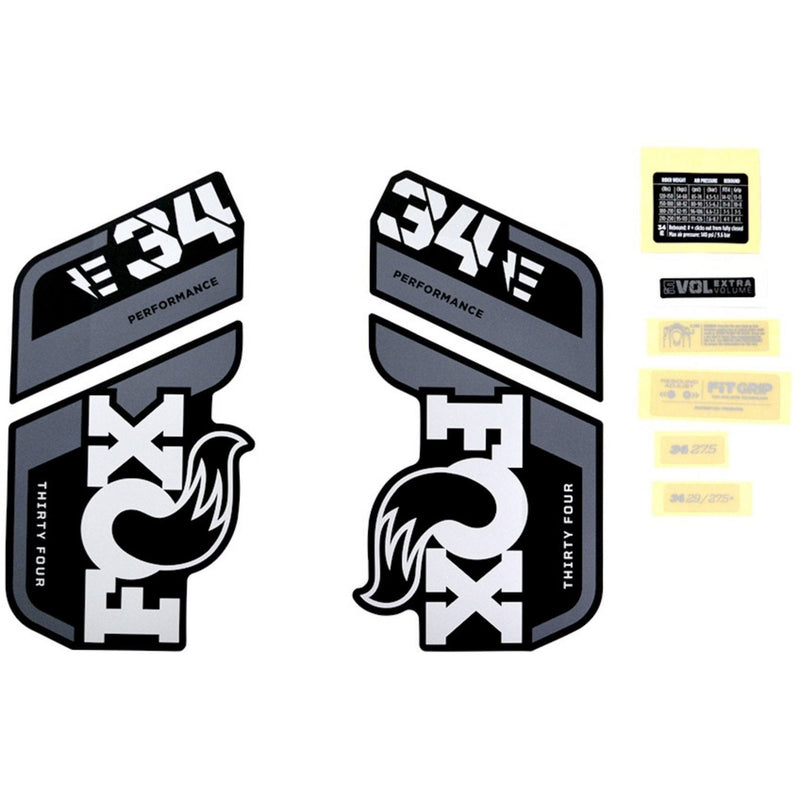 Fox Fork 34 Decal Kit E-Bike + P-S Grey Logo Matt Black