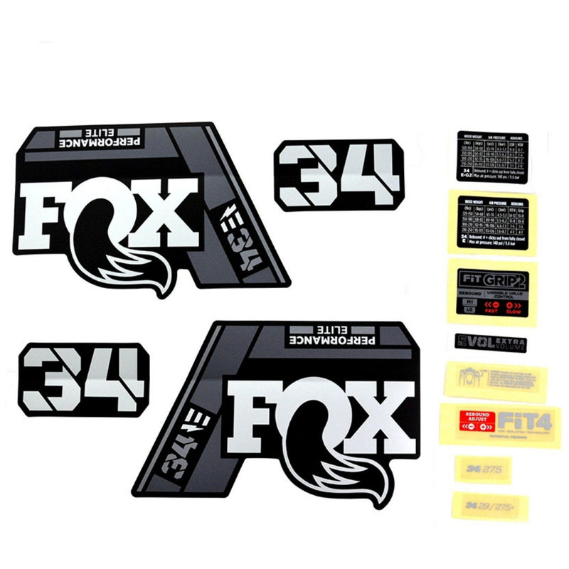 Fox Fork 34 Decal Kit E-Bike + P-SE Grey Logo Matt Black
