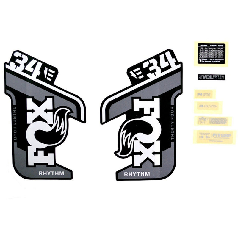 Fox Fork 34 Decal Kit E-Bike + Rhythm Grey Logo Matt Black