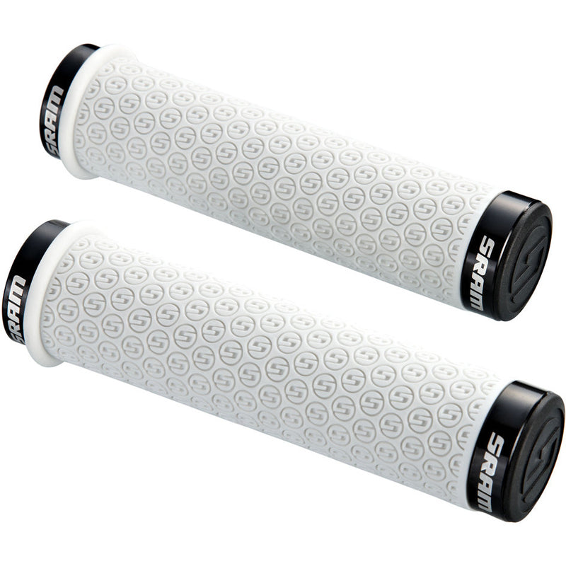SRAM DH Silicone Locking Grips White With Double Clamps & End Plugs