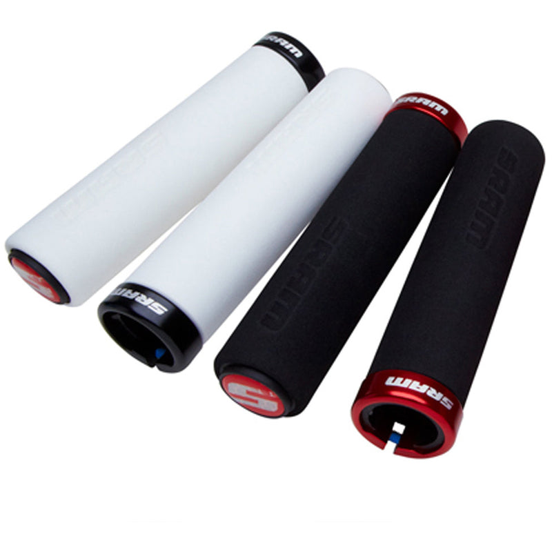 SRAM Locking Grips Foam 129 MM Black With Single Red Clamp And End Plugs