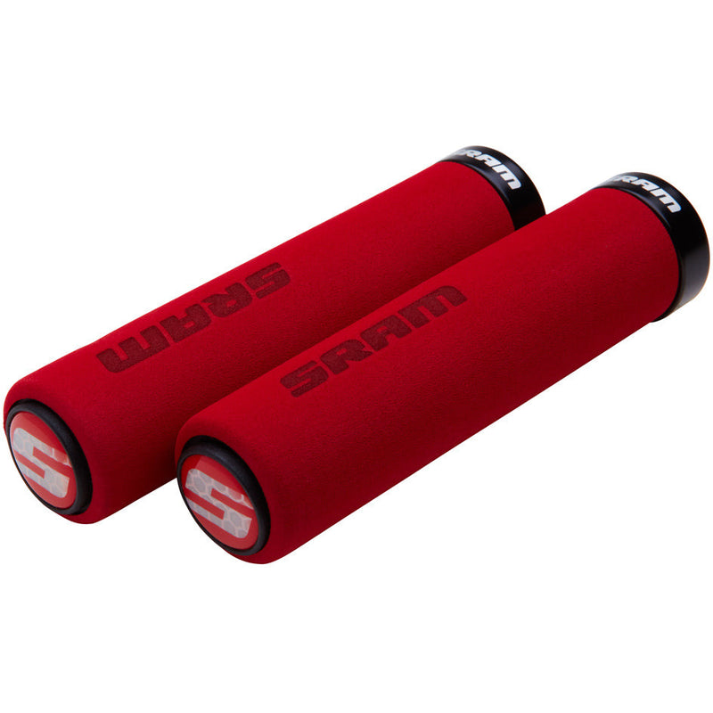 SRAM Locking Grips Foam 129 MM Red With Single Black Clamp And End Plugs