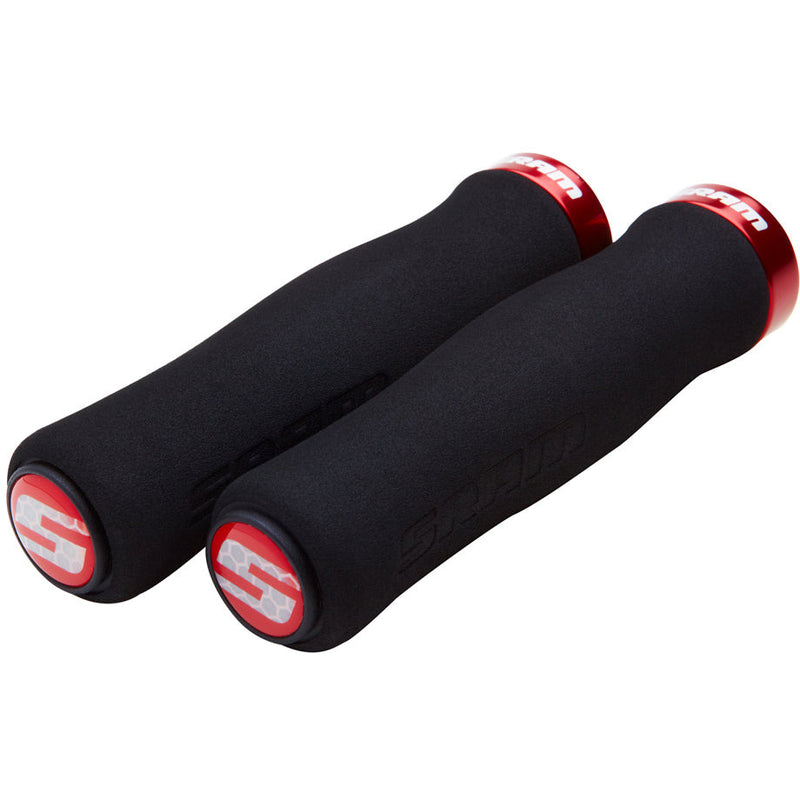 SRAM Locking Grips Contour Foam 129 MM Black With Single Red Clamp And End Plugs