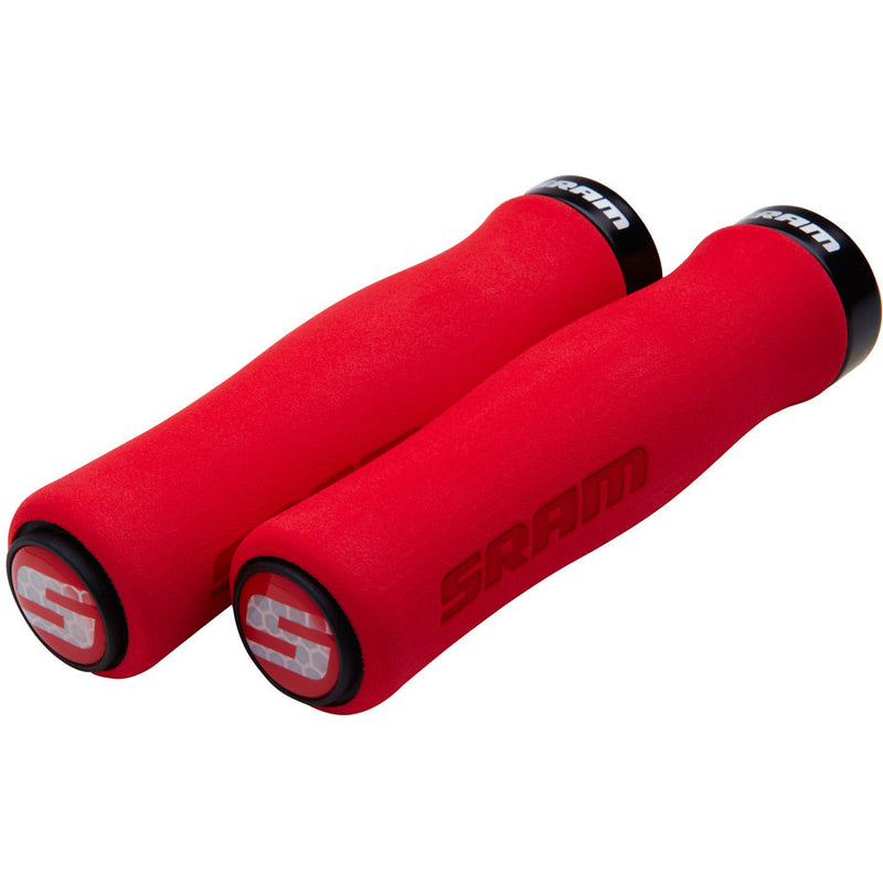 SRAM Locking Grips Contour Foam 129 MM Red With Single Black Clamp And End Plugs